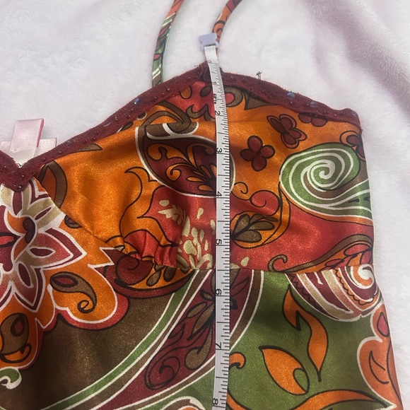 Satin Paisley Vibrant Vintage Y2k Camisole Tank Top Cami - Picture 6 of 9